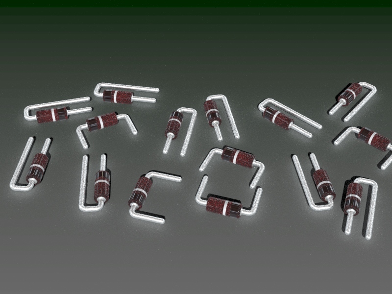 二极管DO-35 1N4148，通孔器件。三种型号可水平或垂直安装在PCB上